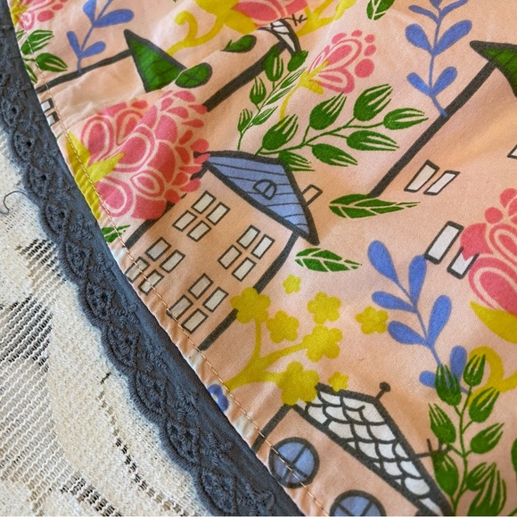 Matilda Jane Pink Floral Skirt with Blue & Green Striped Waistband - Picture 4 of 7